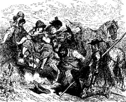 Don Quijote cuenta a Sancho que nunca a visto a Dulcinea y que está enamorado de oidas lo que lleva a Sancho a engañar a Don Quijote con una campesina
